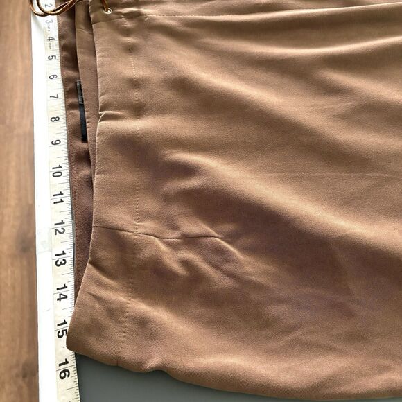 Vintage Womens Brown Faux Suede Midi Wrap Skirt Size 12 Quiet Luxury Equestrian - Picture 10 of 11